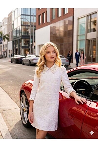 Hilal Akıncı Kids Kız Çocuk Fakir Kollu Yakası Ve Kolları Taşlı Pullu Tüvit K...