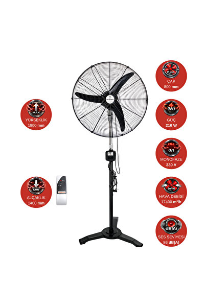 Dündar SV 75 (30") 75cm 210W 17400m3/h 230V Monofaze Uzaktan Kumandalı Ayaklı...