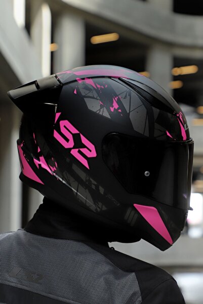 LS2 Rapıd 2 Race Palımnesıs Mat Siyah-Pembe Kask (1 Renkli + 1 Şeffaf Vizörlü)
