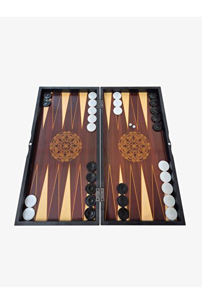 MEGA Ahşap Kaplama Manyetik Kapak Plastik Pullu Büyük Boy Tavla Takımı