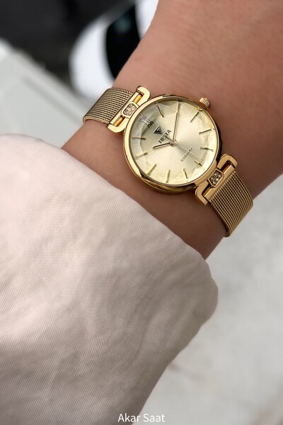 Fiesta ساعة يد نسائية F25023L بحزام معدني منسوج