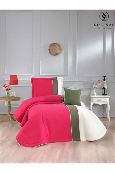 Solinas Collection Elsa Fuchsia – Khaki - Cream Quilted Pack Piped Single Bed...