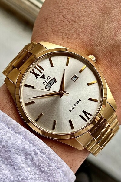 Fiesta ساعة يد رجالية بحزام معدني F25019M