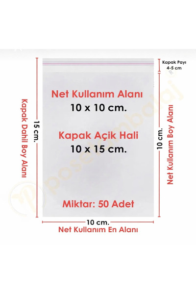 Varbifırsat Bantlı Şeffaf Poşet / 10x15 Cm 100 Adet