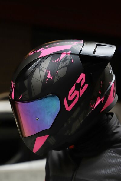 LS2 Rapıd 2 Race Palımnesıs Mat Siyah-Pembe Kask (1 Renkli + 1 Şeffaf Vizörlü)