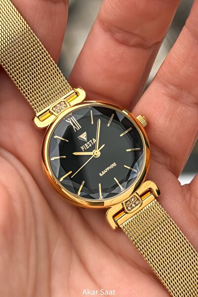 Fiesta ساعة يد نسائية F25023L بحزام معدني منسوج