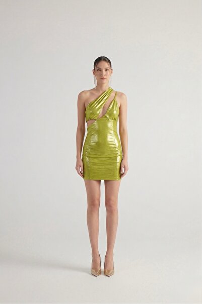 HOLLY LOLLY Λαμπερό Mini Thea φόρεμα με έναν ώμο με λεπτομέρειες