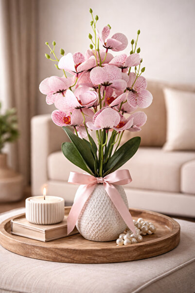 ledison 45 cm Yapay Islak Orkide Dekorasyon Kırmızı Orkide Demet