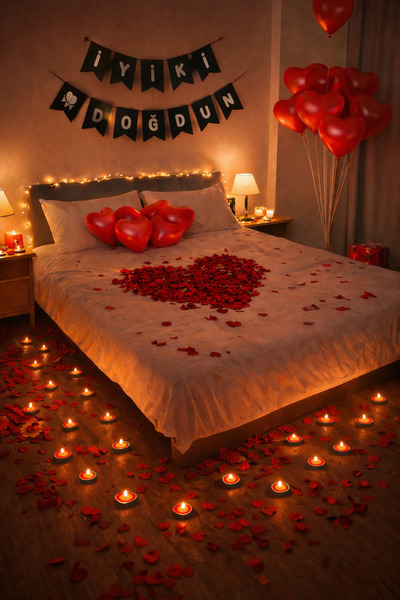 Parti dolabı Sevgiliye Doğum Günü Anlamlı Güzel Sürpriz Romantik Mum Balon Gü...