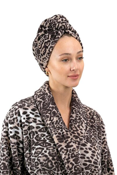 Ender Home Șapcă de uscare a părului ondulat imprimat Prosop de cap cu nastur...