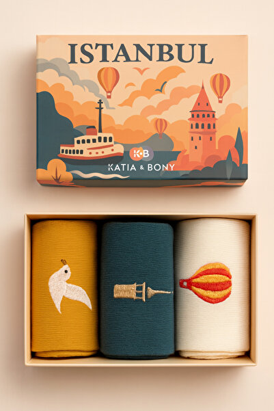 Katia&Bony مجموعة جوارب للجنسين من مجموعة إسطنبول الخاصة مكونة من 3 قطع في صندوق