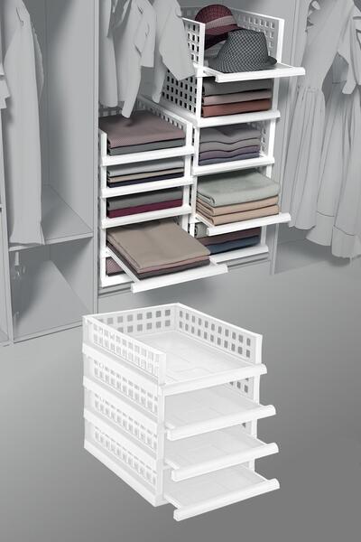 Smartware Set de 4 rafturi inteligente Midi - Organizator multifuncțional pentru dulap cu sertare glisante