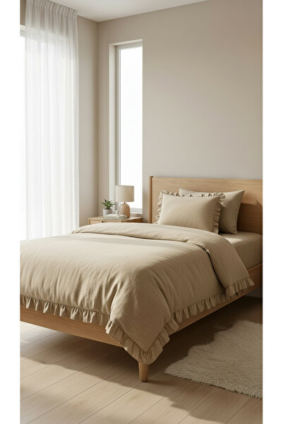 kesenegore Σετ 3 τεμαχίων από βαμβακερό ύφασμα με ελαστικά σεντόνια και βολάν...