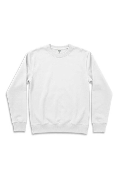 RELAXIA Men's White Crew Neck Basic Sweatshirt Long Sleeve Ribbed Regular Fit...