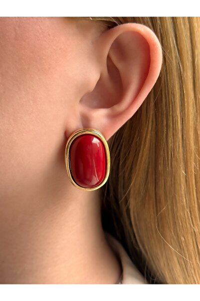 Charmist أقراط فولاذية باللون العنابي اللارينا