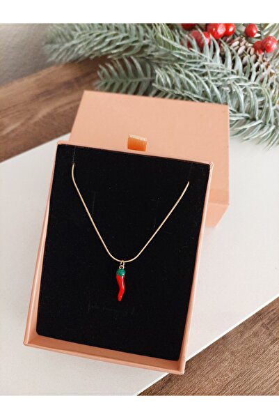 LUCKY ACCESSORIES Çelik Zincir Biber Figürlü Kolye