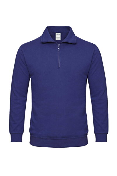 RELAXIA Hanorac pentru bărbați, albastru marin, cu fermoar, cu guler polo tri...