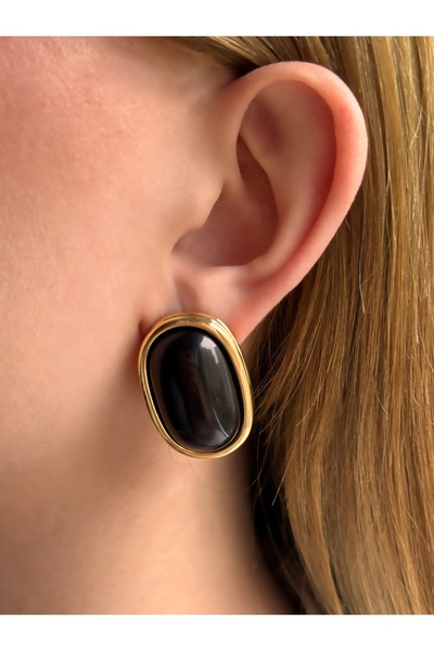 Charmist أقراط لارينا الفولاذية السوداء