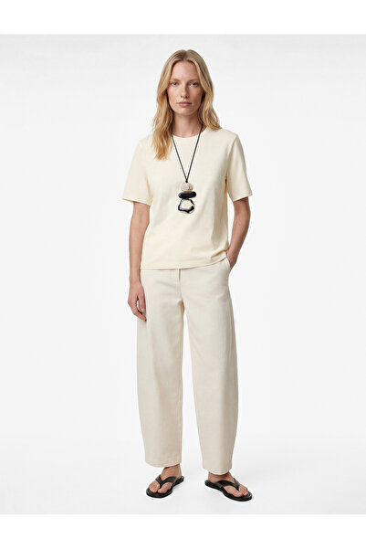 Koton Βασικό μπλουζάκι από βαμβακερό κοντό μανίκι με λαιμόκοψη