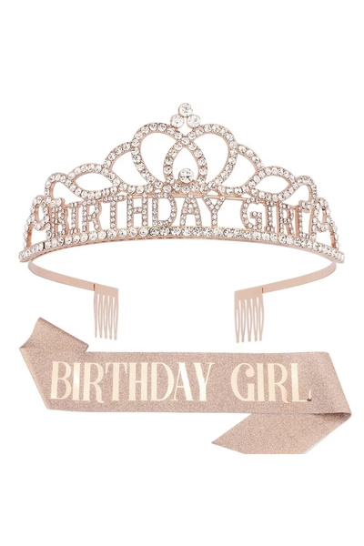 Store Кам'яний ювілейний вінок і атласний пояс з написом «Happy Birthday»