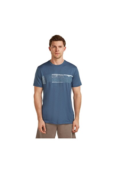 Icebreaker Men's Merino 150 Tech Lite Elevation Line Navy Blue T-Shirt
