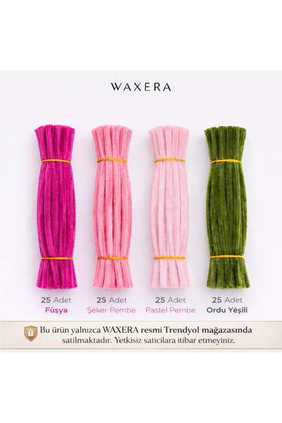 WAXERA 100 Adet Renkli Şönil Seti – Fuşya,Şeker Pembe, Pastel Pembe ve Ordu Y...
