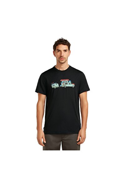 Icebreaker Tricou pentru bărbați Merino 150 Tech Lite Transport Negru