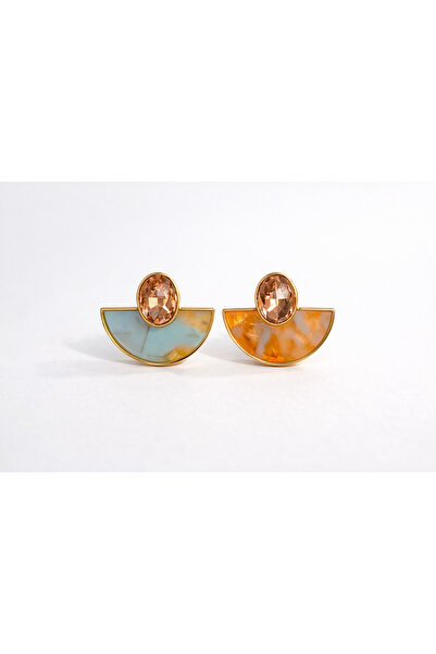 Kelira Marble Pattern Fan Stone Detail Women's Earrings