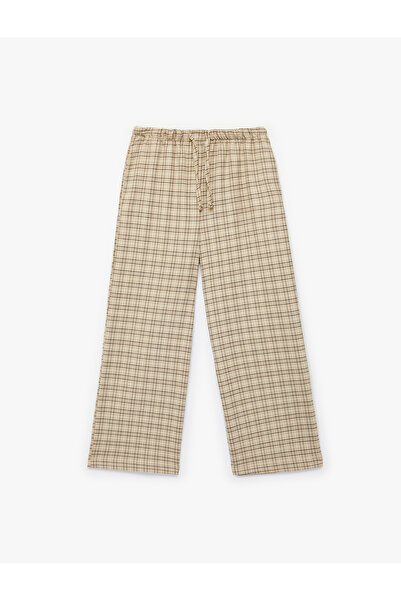 Koton Παντελόνι καρό με φαρδιά μπατζάκια από μείγμα βισκόζης