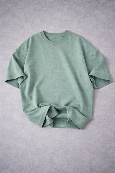 Revasser Unisex Men'S/Women's Plain Unprinted Oversize Crew Neck Combed Cotto...