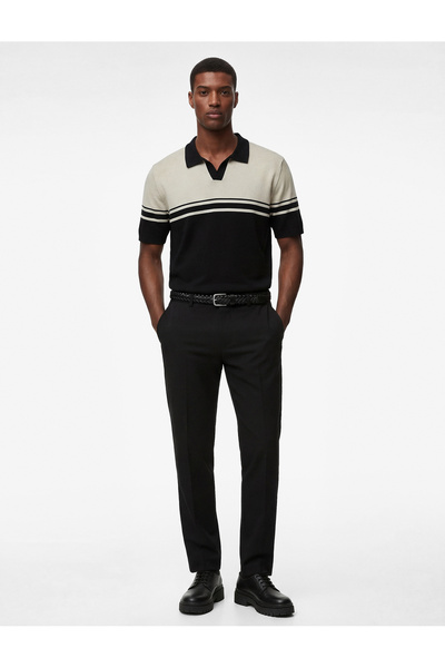 Koton Cotton Short Sleeve Polo Neck Knit Sweater