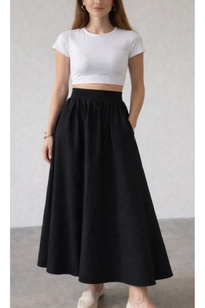 Alizstore High Waist Elastic Long Midi Skirt