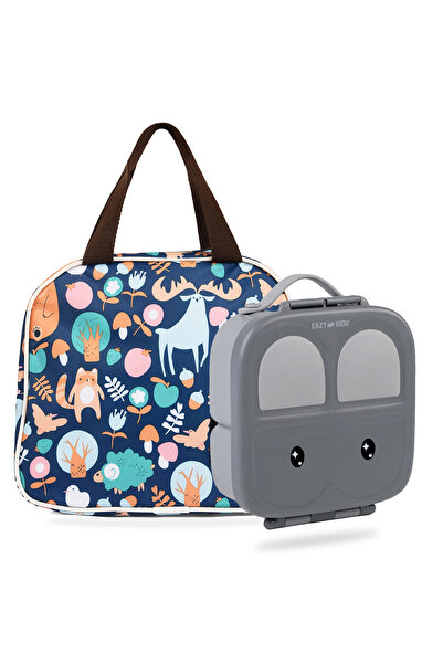 Eazy Kids Bento Box wt Insulated Lunch Bag Combo - Grey