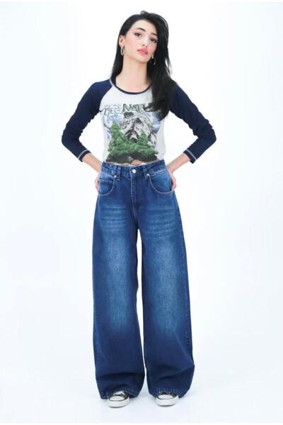 yesmoda Super Baggy Washed Loose Fit Jeans