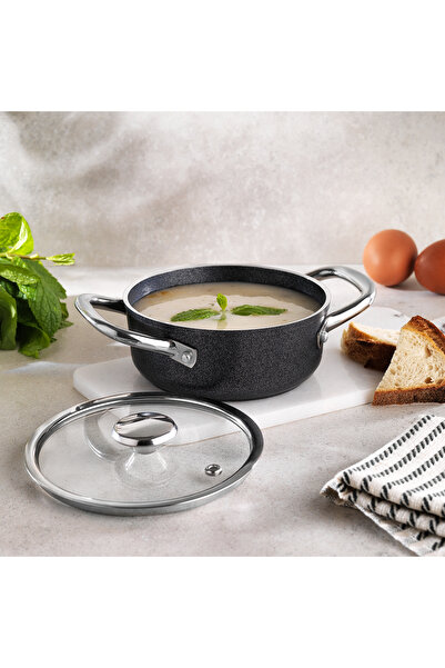 Schafer Micro Mini 14 Cm Yanmaz Yapışmaz Basık Tencere-Antrasit