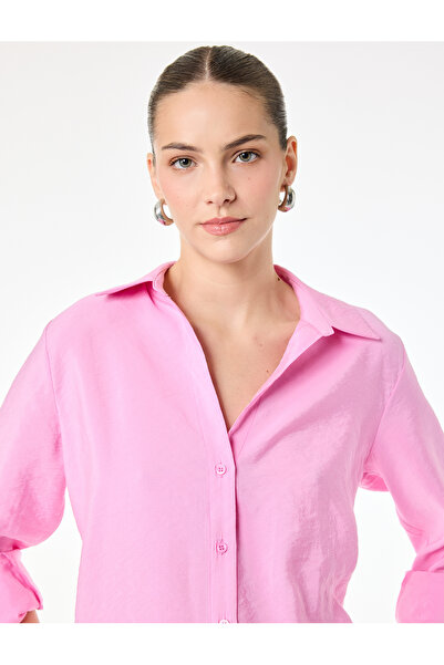 Koton Regular Fit Long Sleeve Drop Collar Modal Fabric Shirt