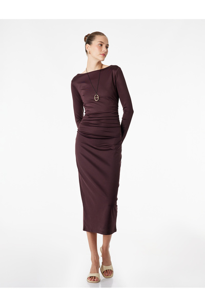 Koton Rochie creion cu mânecă lungă, croială slim, decolteu rotund, cu detali...