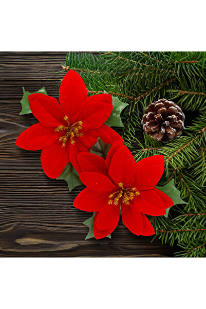 FAMİLY Floare Poinsettia, rosie, 13x13 cm, set 2 bucati, floare artificiala