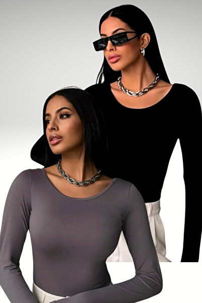 Bipantolon Women's Black Gray Princess Collar