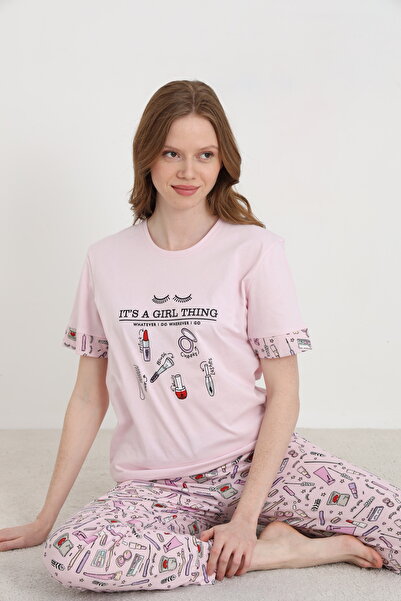 ELİTOL Cotton Printed Women's Pajamas Set