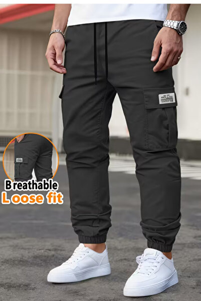 VIKUNYA Men's Cotton Cargo Pants with Side Pockets