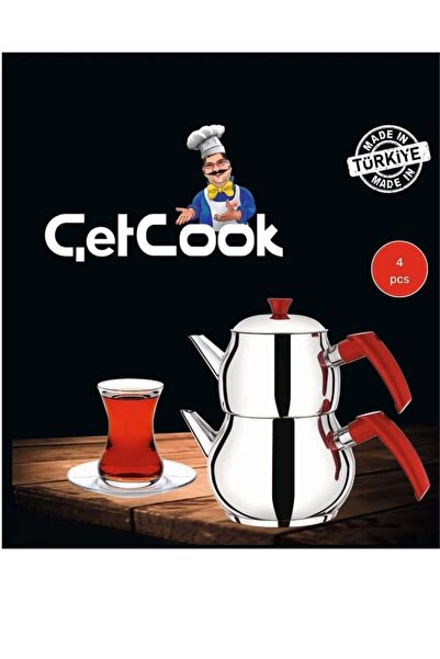 Çetcook طقم إبريق شاي من الفولاذ المقاوم للصدأ مع مقبض من الباكليت الصغير، سع...