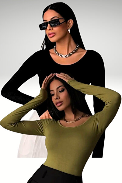 Bipantolon Guler tip prințesă negru-verde ulei pentru femei