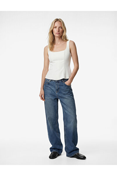 Koton Sleeveless U-Neck Peplum Blouse