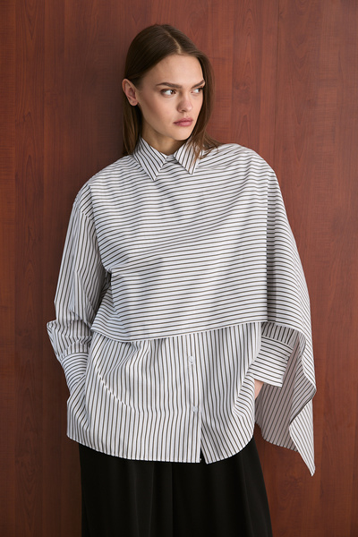 Melike Tatar Πουκάμισο ποπλίνα με λεπτομέρεια σάλιου 32-2756