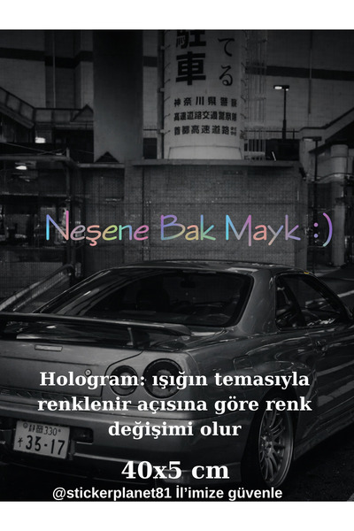 AlpiLeo Neşene Bak Mayk Sticker 40X5 cm – Motor Auto Window Lettering Decorat...