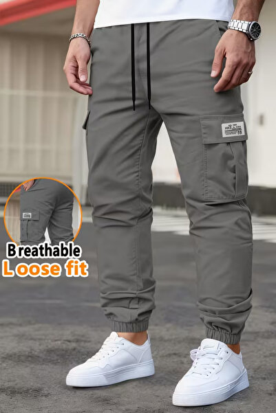 VIKUNYA Men's Cotton Cargo Pants with Side Pockets