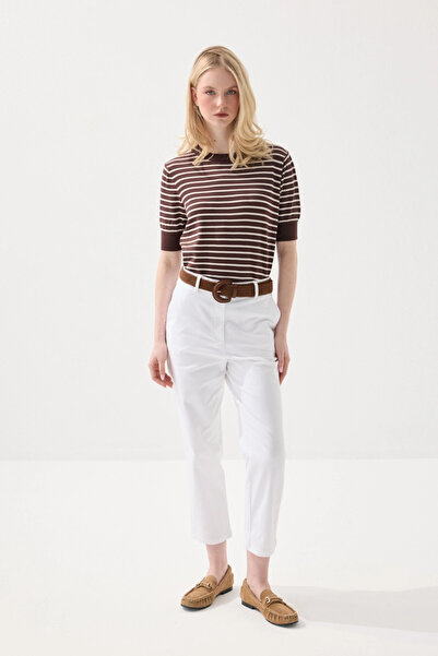 Gusto Canvas Mom Pants - White