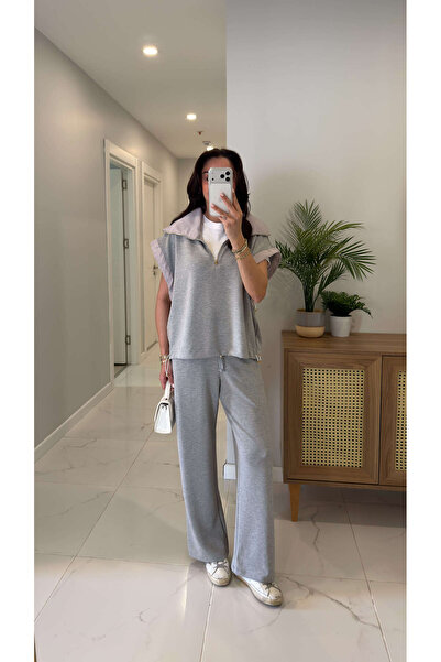 BİRCANÇİL طقم بنطلون وسترة دينيسا باللون الرمادي