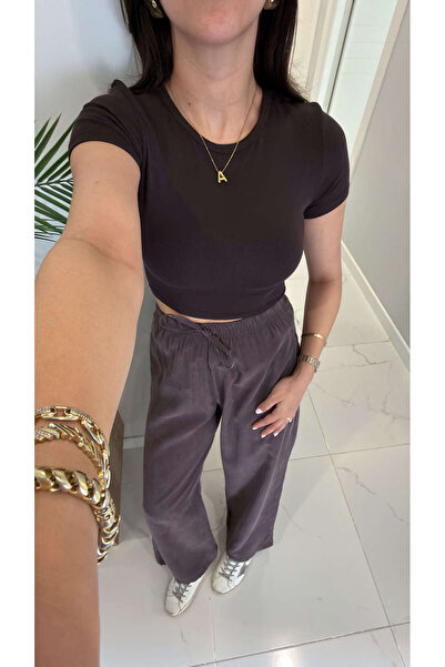 BİRCANÇİL Tricou crop din modal maro închis Dlvin Diol